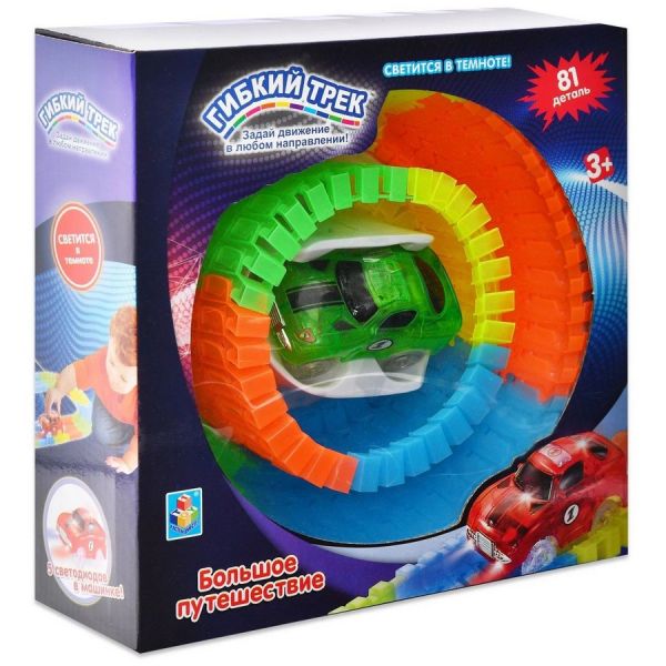 Игровой набор 1TOY Гибкий трек Большое путешествие, гоночная машина [т13195]