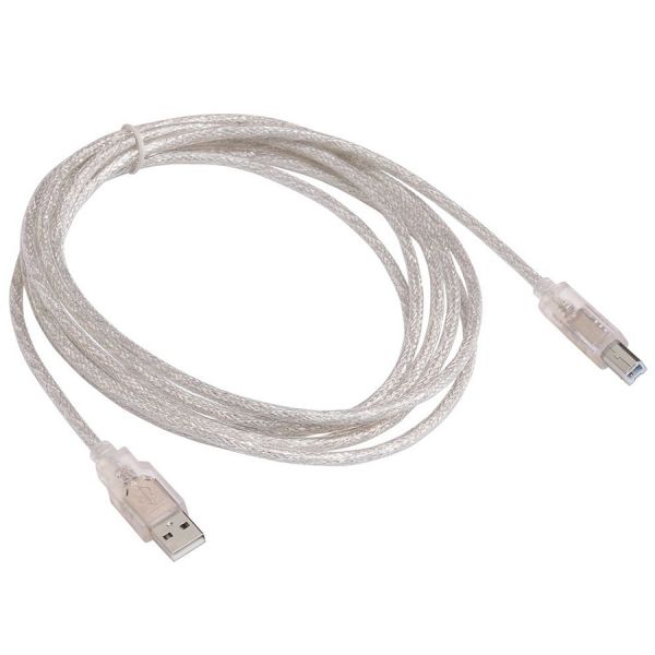 Кабель Buro USB2.0-AM/BM-3-TRANS A(m)/B(m) (3м) /прозрач.